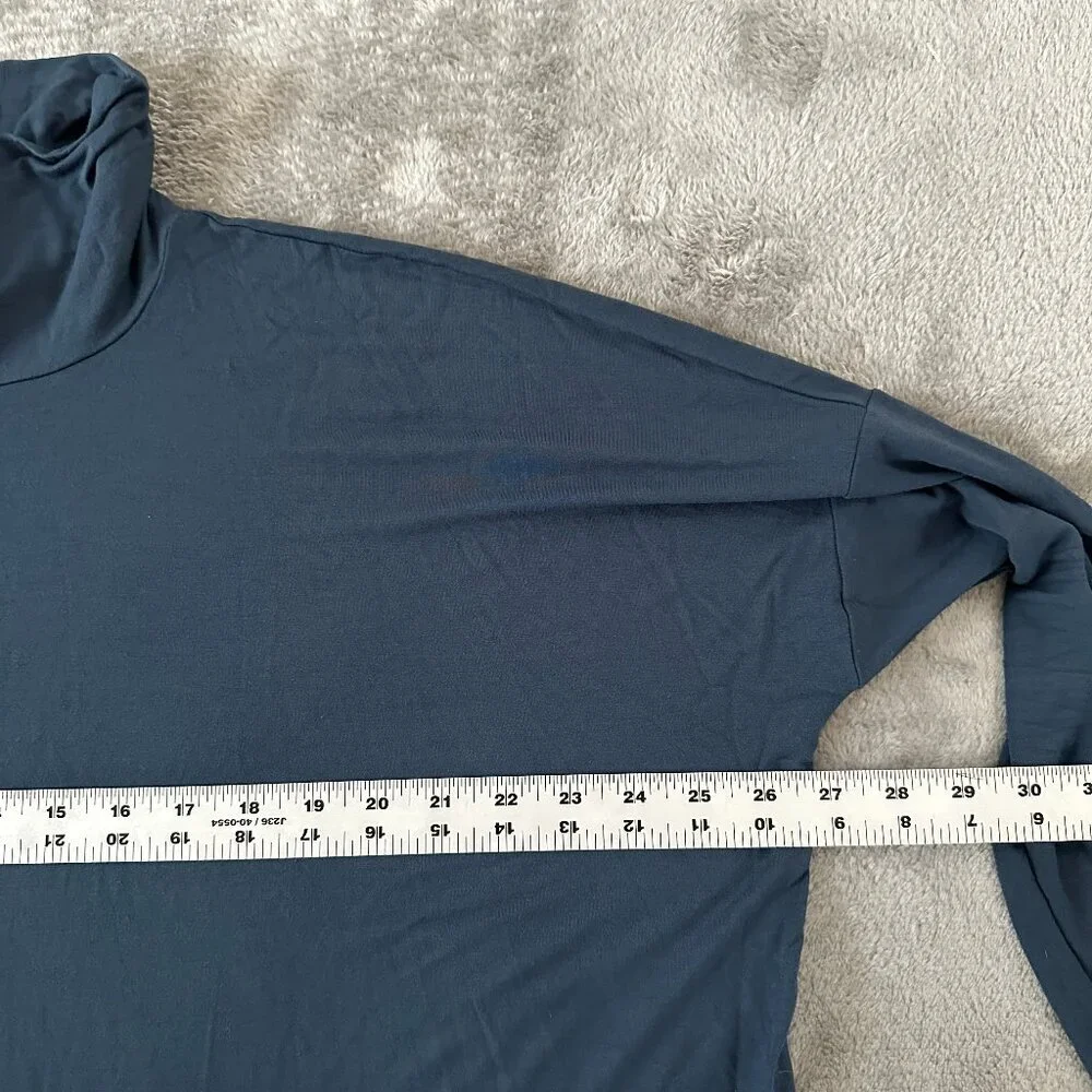 Eileen Fisher Blue Oversized Turtleneck Shirt Blouse LARGE Women's - Picture 2 of 7